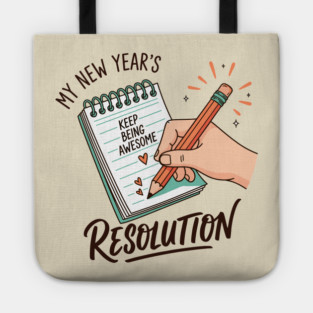 Funny New Year's Resolution Notebook Tote