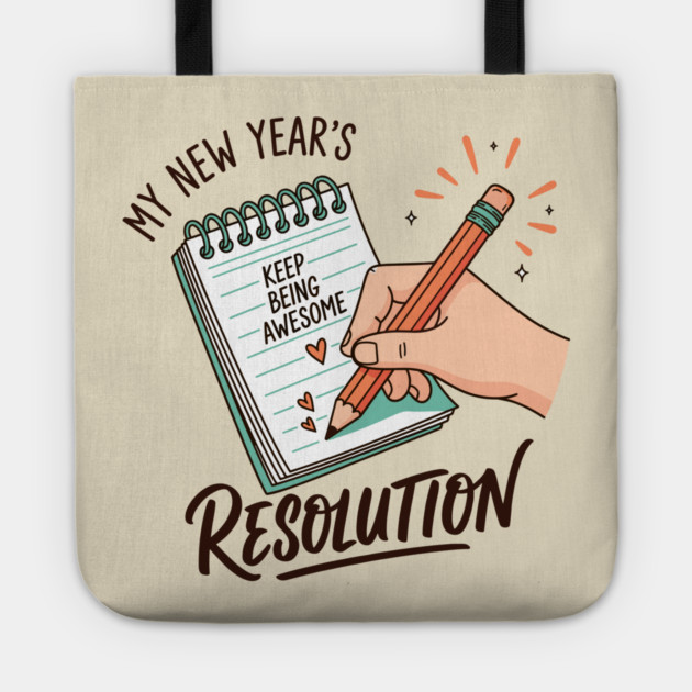Funny New Year's Resolution Notebook Tote by enrynz
