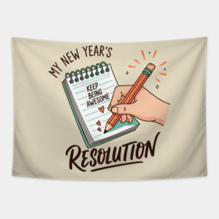 Funny New Year's Resolution Notebook Tapestry