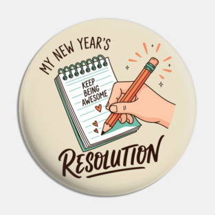 Funny New Year's Resolution Notebook Pin