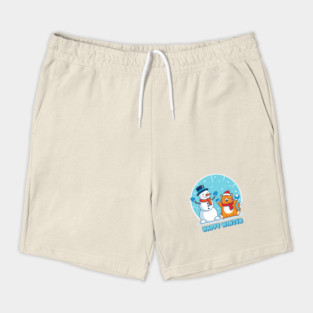 Cute Snowman & Orange Tabby Cat Duo Shorts