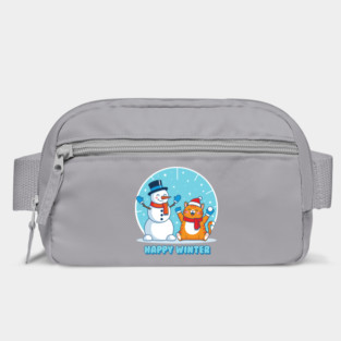 Cute Snowman & Orange Tabby Cat Duo Bag