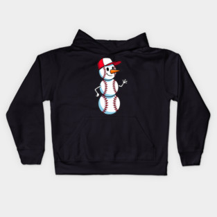 Cute Baseball Snowman Waving Kids Hoodie
