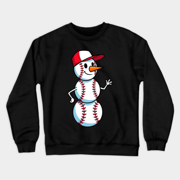 Cute Baseball Snowman Waving Crewneck Sweatshirt by enrynz