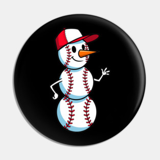 Cute Baseball Snowman Waving Pin
