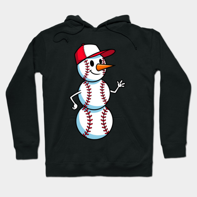 Cute Baseball Snowman Waving Hoodie by enrynz