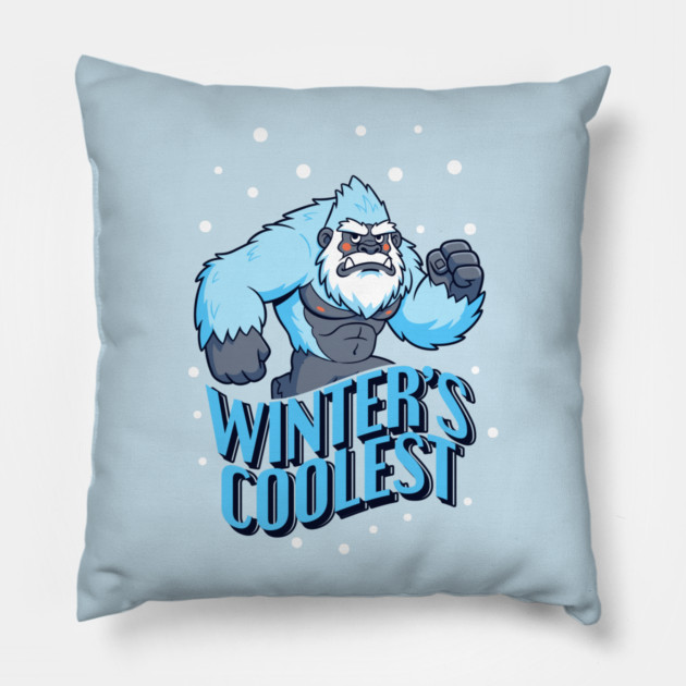 Winter's Coolest Yeti Beast! Pillow by enrynz