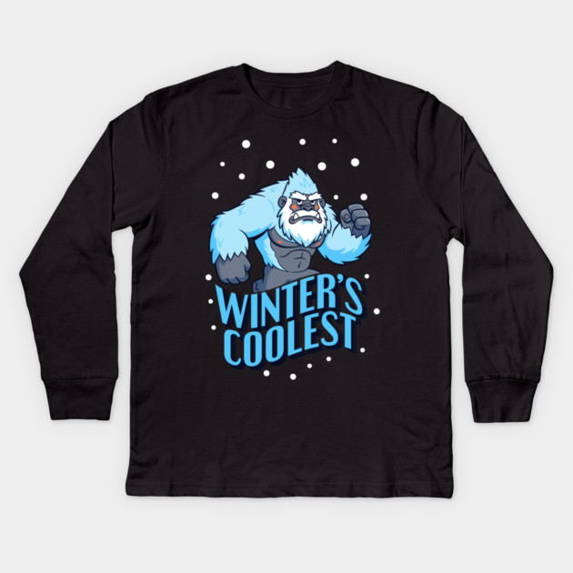 Winter's Coolest Yeti Beast! Kids Long Sleeve T-Shirt by enrynz