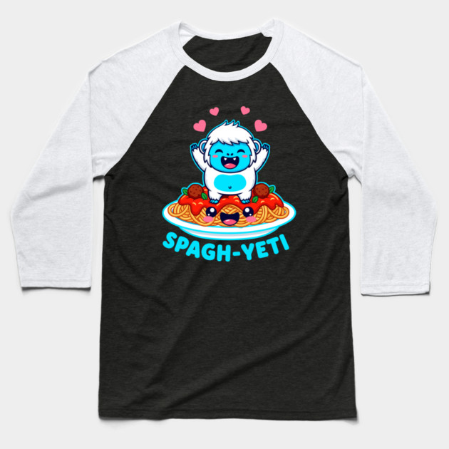 Spagh-Yeti Pun Baseball T-Shirt by enrynz