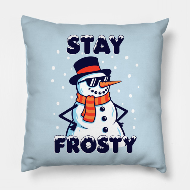 Stay Frosty Snowman Rocking Shades Pillow by enrynz