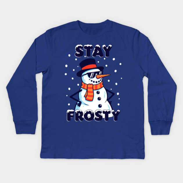 Stay Frosty Snowman Rocking Shades Kids Long Sleeve T-Shirt by enrynz