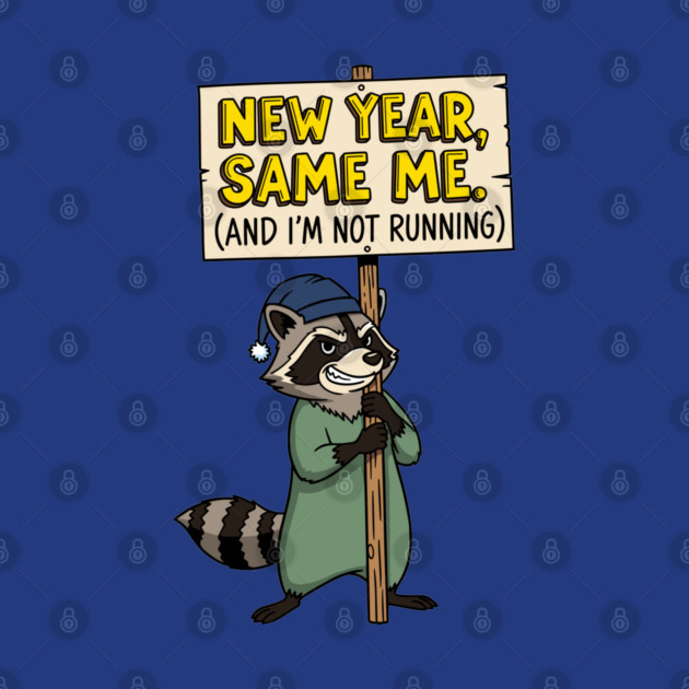 Lazy Raccoon New Year Same Me by enrynz