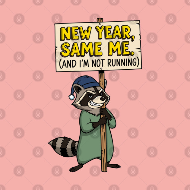 Lazy Raccoon New Year Same Me by enrynz