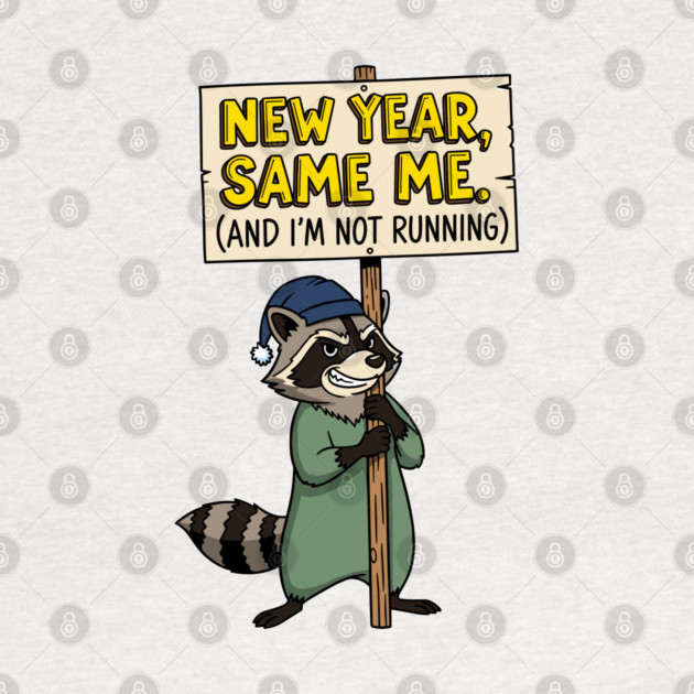 Lazy Raccoon New Year Same Me by enrynz