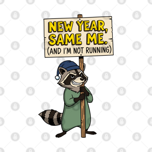 Lazy Raccoon New Year Same Me by enrynz