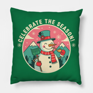Cute Snowman Celebrate the Season Pillow