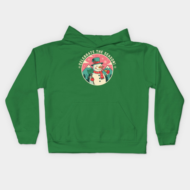 Cute Snowman Celebrate the Season Kids Hoodie by enrynz