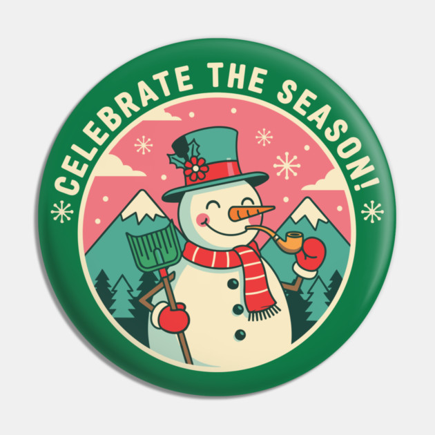 Cute Snowman Celebrate the Season Pin by enrynz