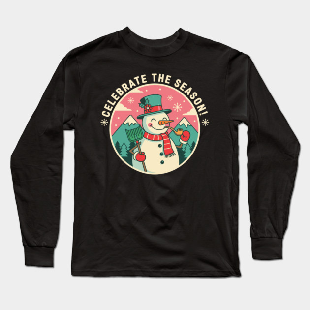 Cute Snowman Celebrate the Season Long Sleeve T-Shirt by enrynz
