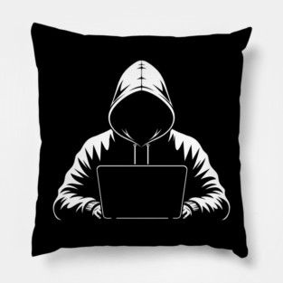 Hooded Coder Silhouette Pillow