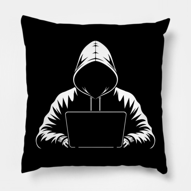 Hooded Coder Silhouette Pillow by enrynz