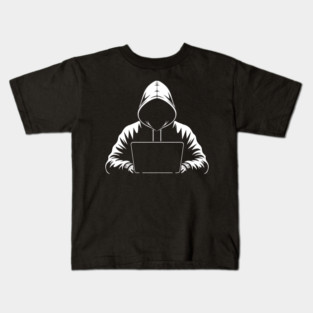 Hooded Coder Silhouette Kids T-Shirt
