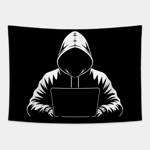 Hooded Coder Silhouette Tapestry by enrynz