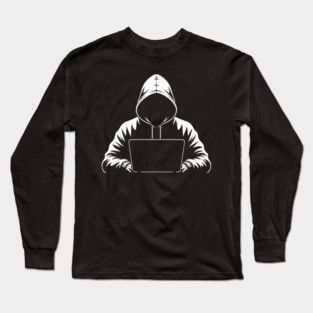 Hooded Coder Silhouette Long Sleeve T-Shirt