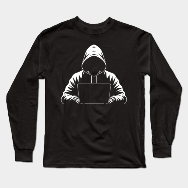 Hooded Coder Silhouette Long Sleeve T-Shirt by enrynz