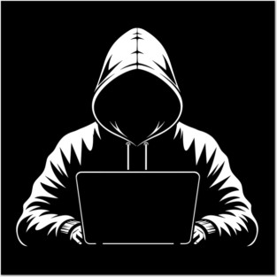 Hooded Coder Silhouette Posters and Art