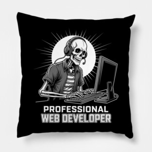 Funny Skeleton Web Developer Pillow