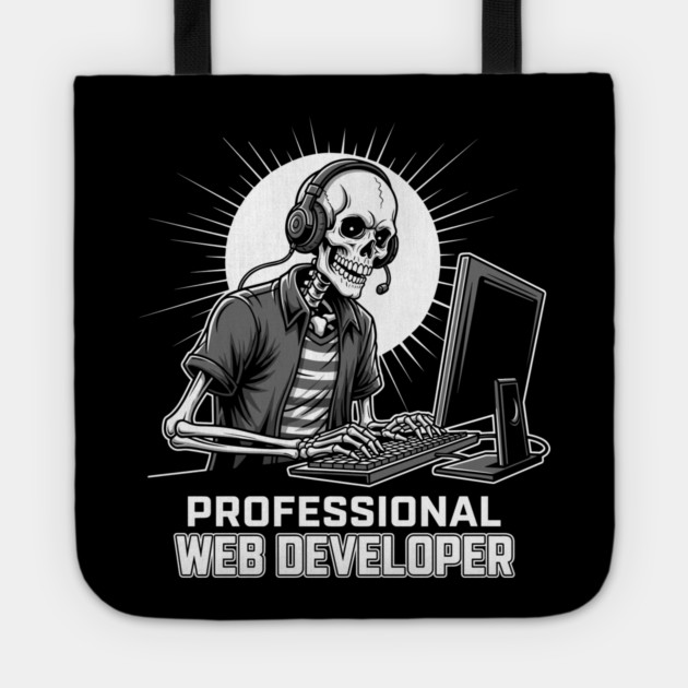 Funny Skeleton Web Developer Tote by enrynz