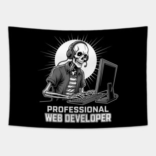 Funny Skeleton Web Developer Tapestry