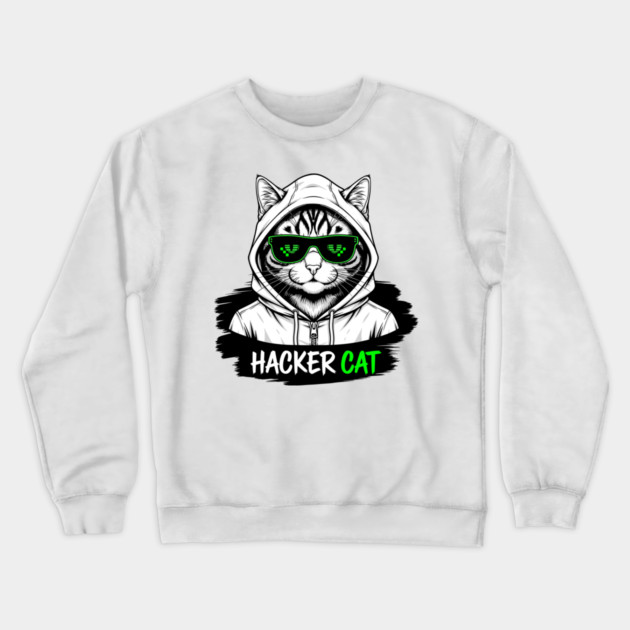 Hacker Cat Crewneck Sweatshirt by enrynz