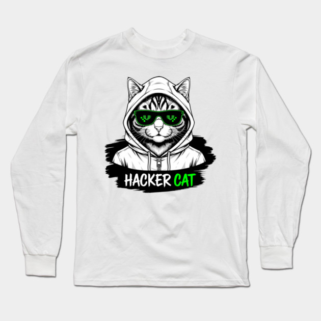 Hacker Cat Long Sleeve T-Shirt by enrynz