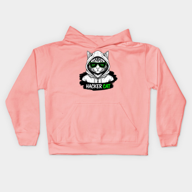 Hacker Cat Kids Hoodie by enrynz