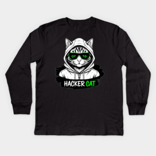 Hacker Cat Kids Long Sleeve T-Shirt