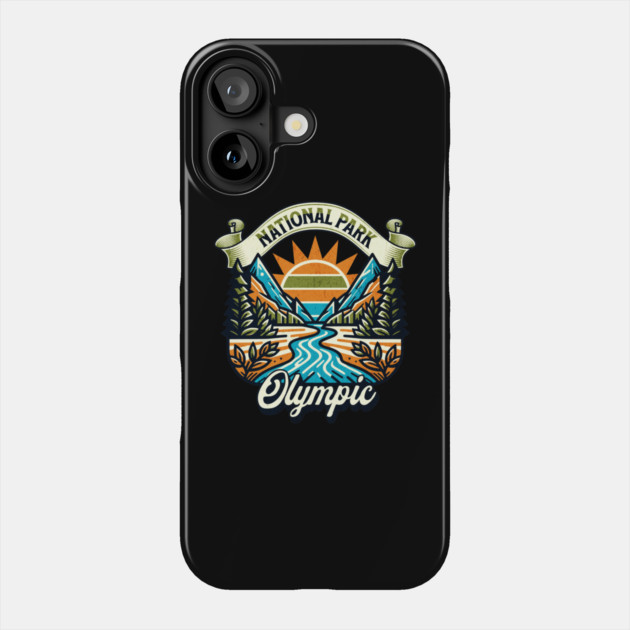 Olympic National Park design Washington Scenic Sunset Hiking Phone Case by Pixel Threads 