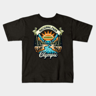 Olympic National Park design Washington Scenic Sunset Hiking Kids T-Shirt