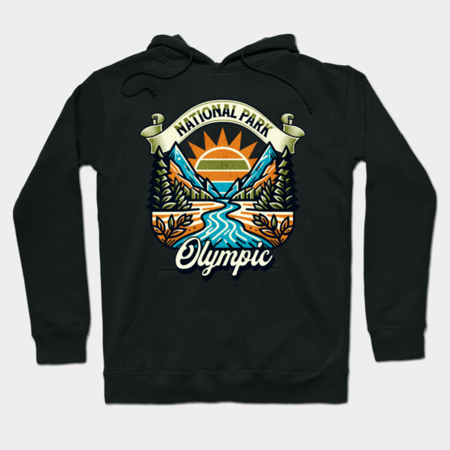 Olympic National Park design Washington Scenic Sunset Hiking Hoodie by Pixel Threads 