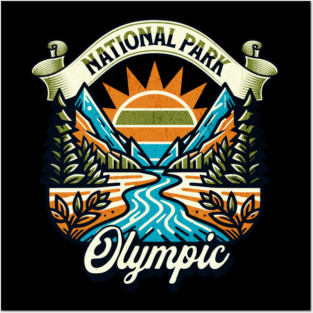 Olympic National Park design Washington Scenic Sunset Hiking Posters and Art