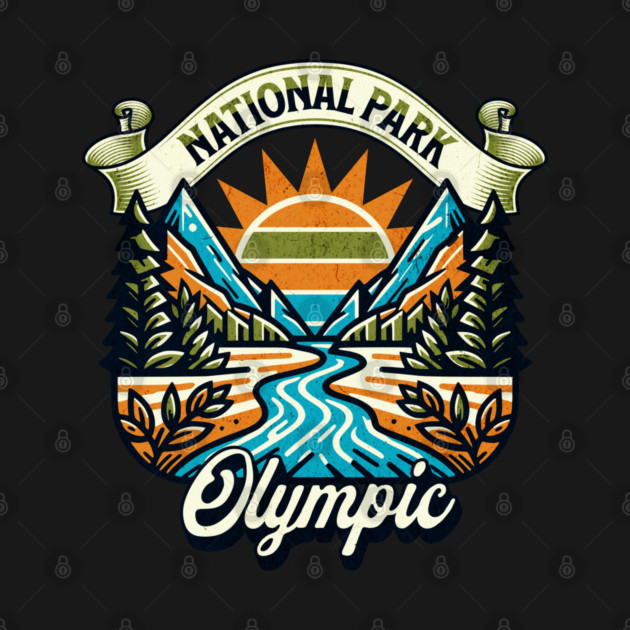 Olympic National Park design Washington Scenic Sunset Hiking by Pixel Threads 