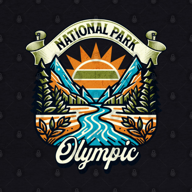 Olympic National Park design Washington Scenic Sunset Hiking by Pixel Threads 