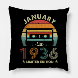 Retro January 1936 Classic 90s Style Cassette 90th Birthday Pillow