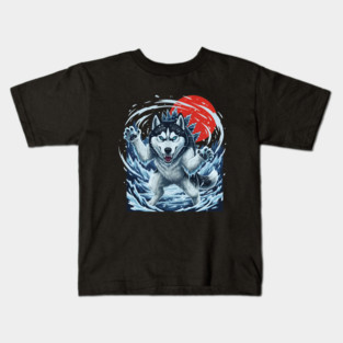 Frostbite Huskyzilla – Ice Husky Monster Design Kids T-Shirt