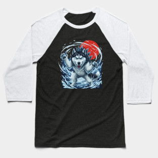 Frostbite Huskyzilla – Ice Husky Monster Design Baseball T-Shirt