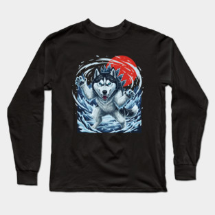 Frostbite Huskyzilla – Ice Husky Monster Design Long Sleeve T-Shirt