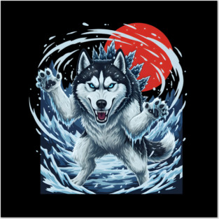 Frostbite Huskyzilla – Ice Husky Monster Design Posters and Art