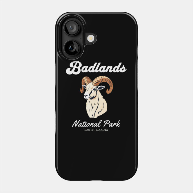 Badlands National Park, South Dakota Bighorn Sheep Hiking Camping Souvenir Phone Case by Pixel Threads 
