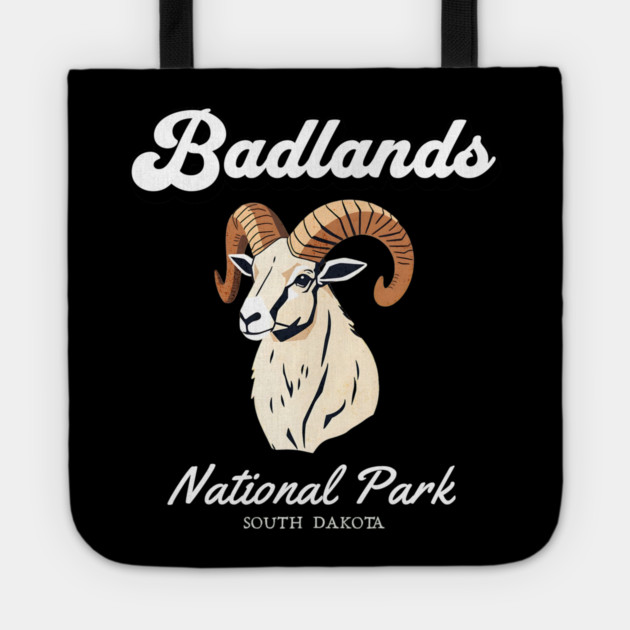 Badlands National Park, South Dakota Bighorn Sheep Hiking Camping Souvenir Tote by Pixel Threads 
